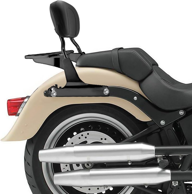 Wsays Passenger Backrest Sissy Bar and Luggage Rack Fit 200mm Fender (Large Pad) Compatible with Harley Softail Fat Boy Night Train Cross Bones Springer Custom 2006-UP Gloss Black - Image 4